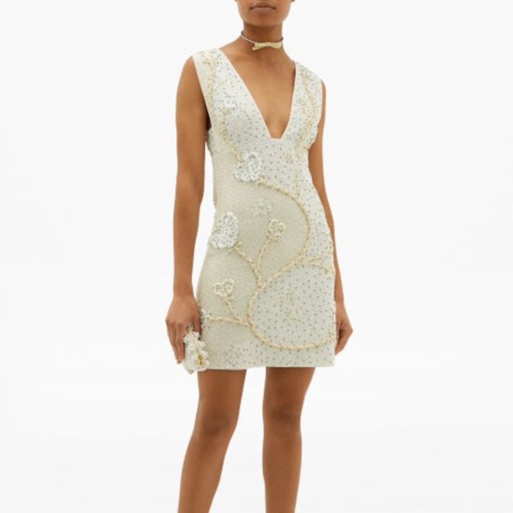 NWT Ganni Beaded Floral Dress